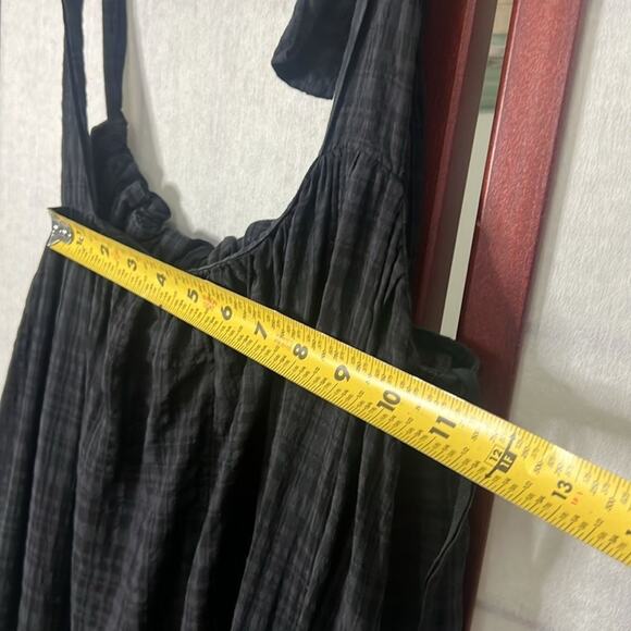 COS TIE STRAPS GATHERED GREEN & BLACK SUN FLOWY BEACH DRESS S - Picture 4 of 7